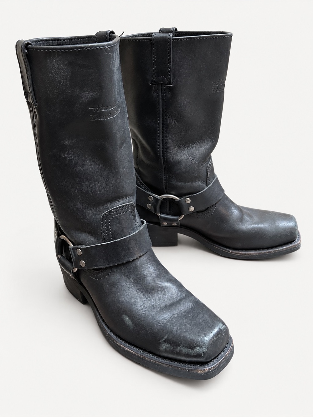 Harley-Davidson Black Leather Strap Boots, Women’s US 8 / UK 6 / EU 39